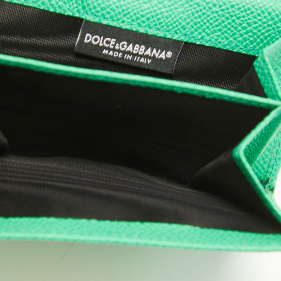 DOLCE & GABBANA Green Leather Trifold Compact Wallet - Picture 4 of 8